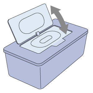 Bild 3: Feuchttücherschachtel, die sich mit nur einem Knopfdruck öffnet