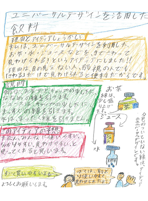 ユニバーサルデザインを活用した飲料 手描きイラスト
