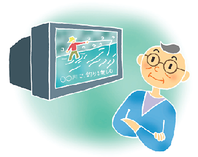字幕があるのでテレビの内容が理解できて笑顔のおじいちゃん