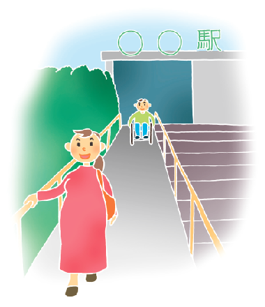 緩やかなスロープで歩きやすそうなママの様子